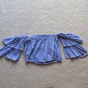 Striped off the shoulder crop top